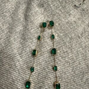 Elegant Green and Gold Drop Earrings